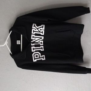 Pink zip collared  sweat shirt black size L